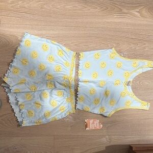 Smiley Face Pajama Set - Blue and Yellow